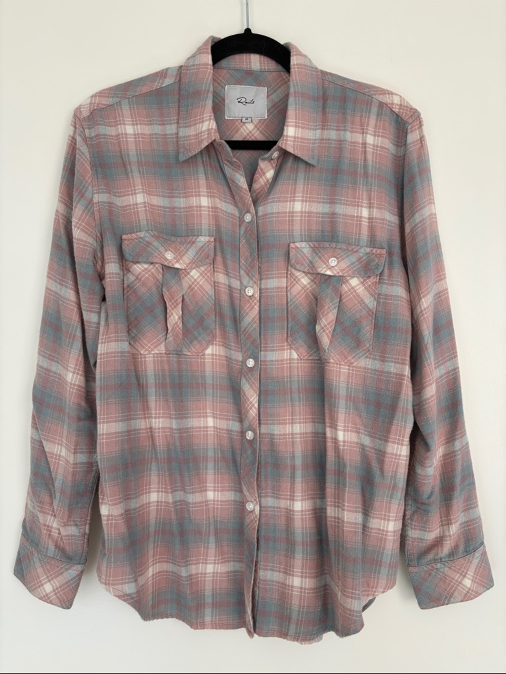 Rails Pink and Gray Plaid Button-Down Shirt